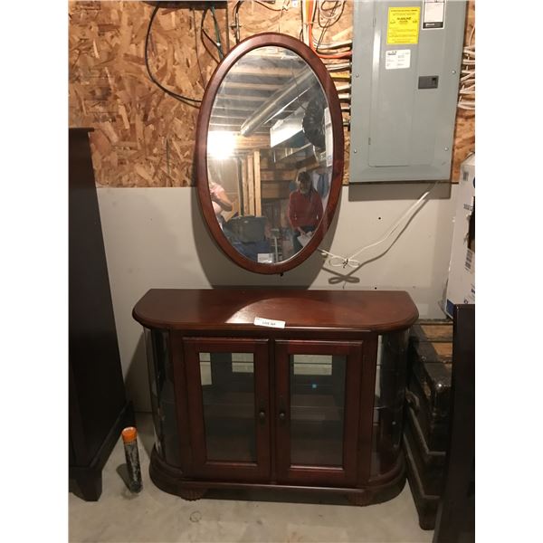 Bombay Company Mahogany Cabinet & Oval Mirror