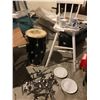 Image 2 : Children's White Wood High Chair, Black Bongo Drum, Stainless Steel Cutlery, Assorted dishes & China