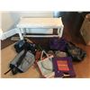Image 1 : Wood Bench & Assorted Purses (some leather) and Bags