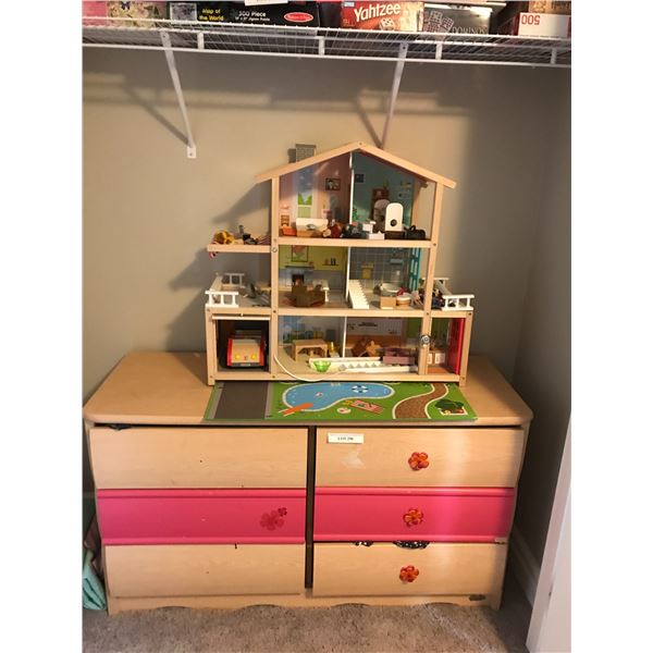 6 Drawer Dresser & Beautiful Large Wood Dollhouse