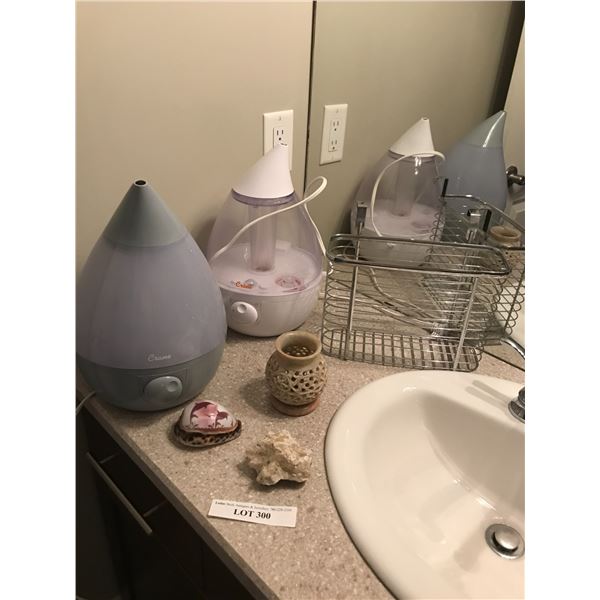 2 Crave Humidifiers (almost new), metal shower caddy, candle holder & shell