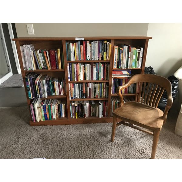 Wood Bookcase, Huge Selection of Books & Solid Wood Chair