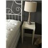 Image 3 : King Size Ornate White Metal Bed, Two Lovely Lamps and Two End Tables