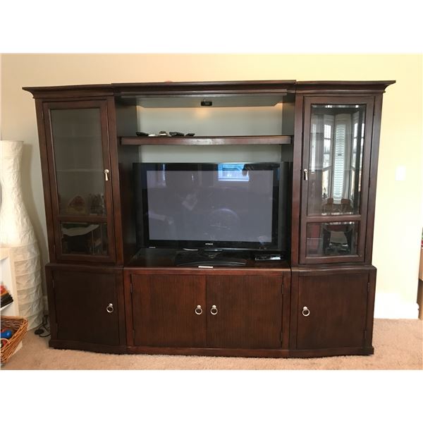Finesse Furnishing Entertainment TV Cabinet (Lights Up) & Hitachi Ultrasonic TV