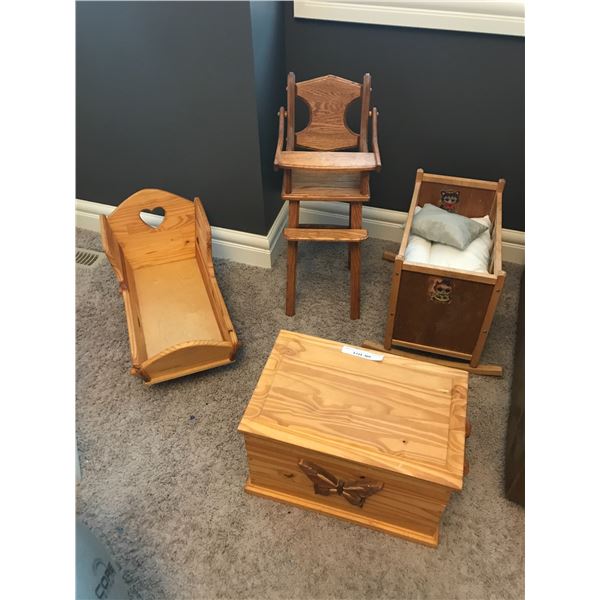 Children's Wooden Play Furniture - High Chair 2 Baby Rockers & Butterfly Box and Duplo Lego