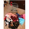 Image 2 : Huge lot of Doll Clothes, Kid's Costumes, Mini Metal Shopping Cart, Baby Carrier & Bathtub