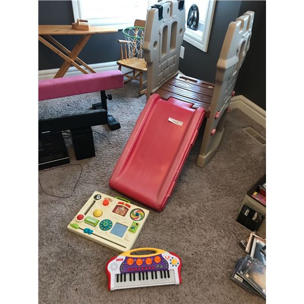 Little Tikes Children's Slide & Basketball Net, Fisher Price Activity Centre & Electric Piano