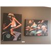 Image 3 : Yamaha Bass Boost PSR-275 w Stand & Stool, 2 Large Jazz Canvas Paintings