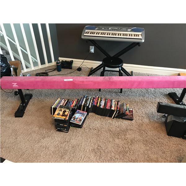 Pink Gymnastics Zelus Balance Beam & Large lot of movies