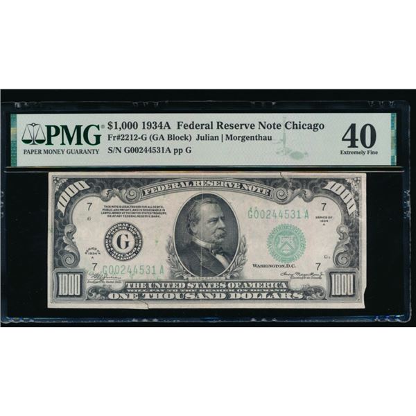 1934A $1000 Chicago FRN PMG 40