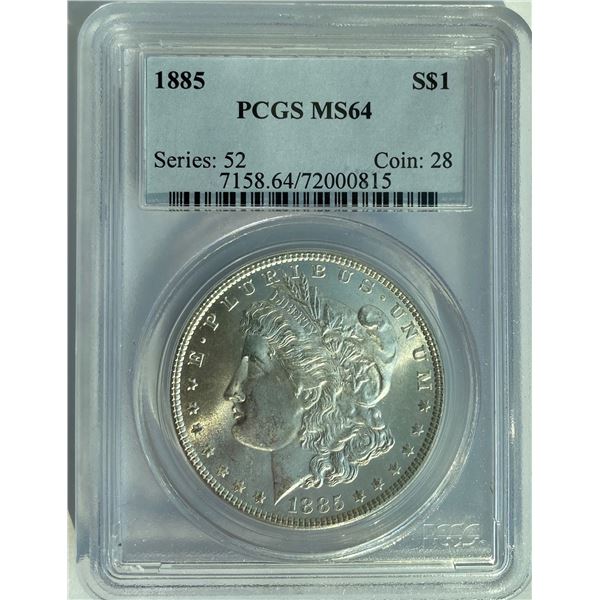 1885 $1 Morgan Silver Dollar PCGS MS64