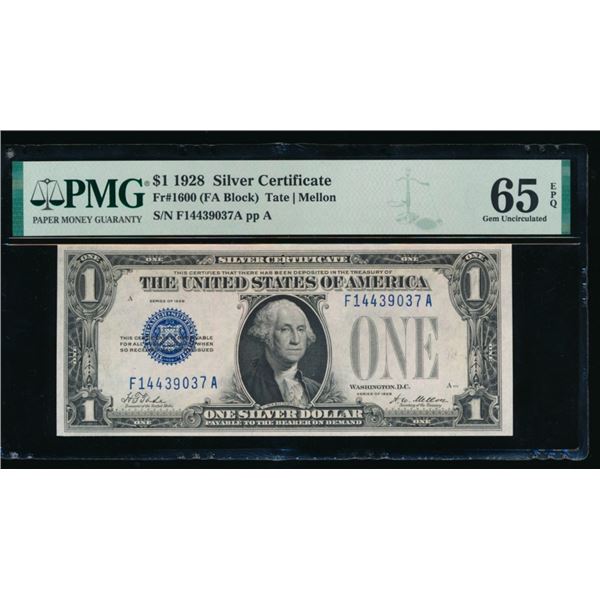 1928 $1 Silver Certificate PMG 65EPQ