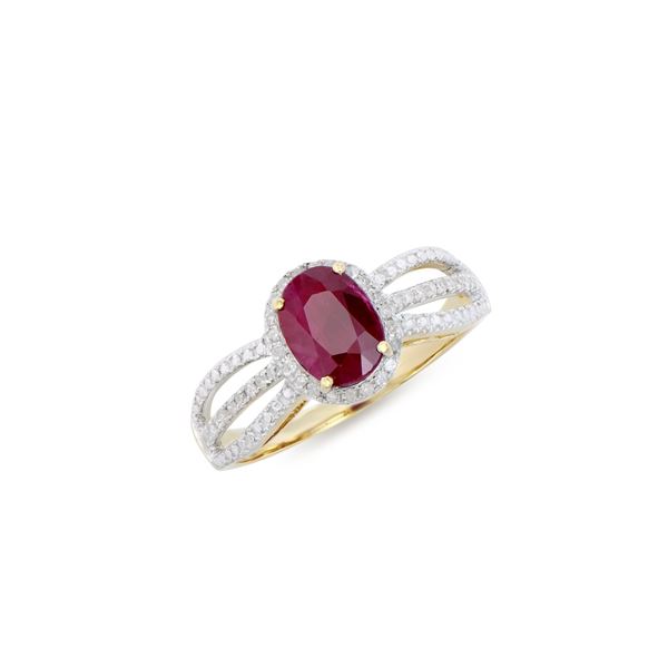 14KT Yellow Gold 1.50ct Ruby and Diamond Ring