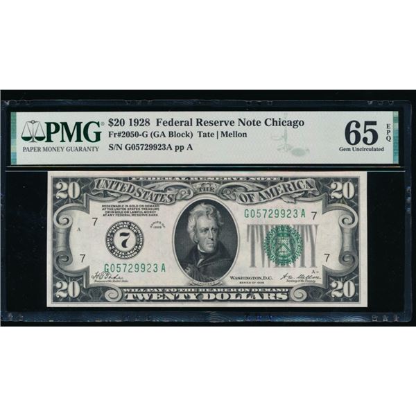 1928 $20 Chicago FRN PMG 65EPQ