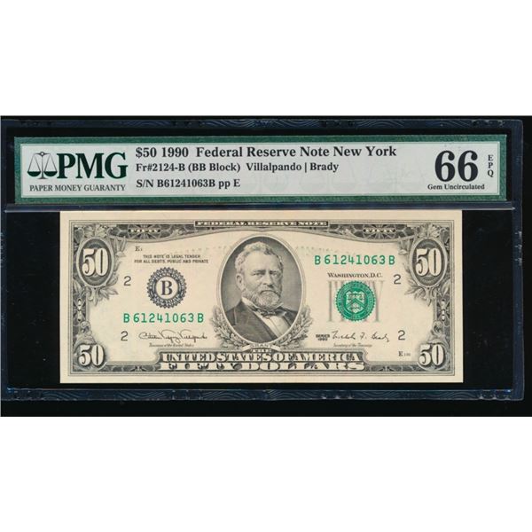 1990 $50 New York FRN PMG 66EPQ