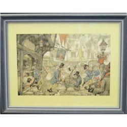 Anton Pieck Print The City Musicians Framed #2068277