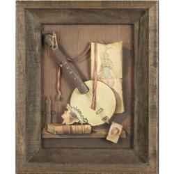 Banjo print 3D still life Shadow Box Folk Art #2068285