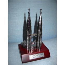 Malaysia Metal Twin Towers on mahagony stand! #2068329