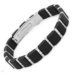 Mens Stainless Steel & Black  Bracelet #2068359