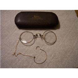 Antique Gold Eyeglasses with Ear Wire and Case #2068392