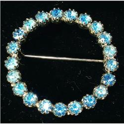 Vintage Blue Rhinstone Circle Pin #2068573