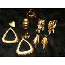 4 Pairs Signed Vintage Goldtone Earrings #2068574