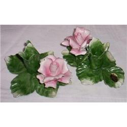 Pair Nouva Capodimonte Rose Candle Holders #2068599