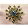 Image 1 : Vintage Turquoise Color Rhinestone Flower Pin #2068903