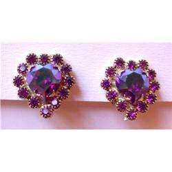 Weiss Heart Earrings, Purple Stones #2080809