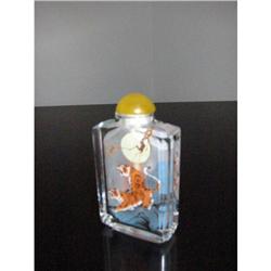 Snuff bottle w hand painted interior a tiger! #2081043