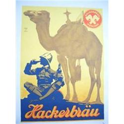 Original 1926 Lithographic Print - Hackerbrau #2081216