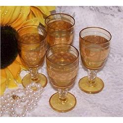 4 Vintage 18K Gold Overlay Glass Cordials Italy#2081333