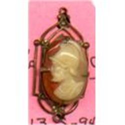 Pendent/Celluloid Male  Cameo  In Guit Brass #2081398