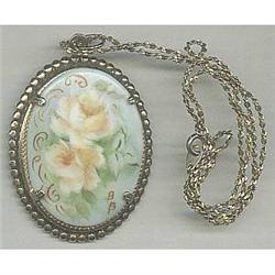 Necklace/Artist Signed Painted Porcelain Oval #2081404