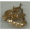 Image 1 : Brooch/800 Gilded Sterling Filligree Ship Pin #2081431