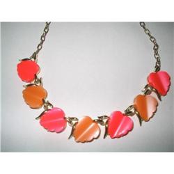 Thermoset Lucite Necklace Coral Pink Color  #2081626
