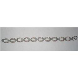 Art Deco Link Bracelet of Clear Pastes #2081632