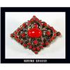 Image 1 : CHARMING VINTAGE FILIGREE RED STONES BROOCH#2081830