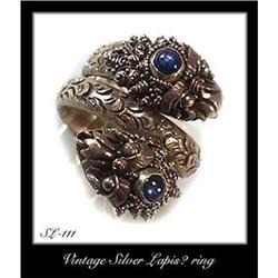 GORGEOUS VINTAGE SILVER RING LAPIS? #111 #2081852