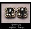 Image 1 : VINTAGE MEXICAN SILVER EARRINGS BLACK ONYX#2081853
