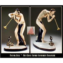 ROYAL DUX ART DECO NUDE FEMALE "SNAKE CHARMER" #2081857