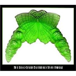 2 CZECH DECO VANITY TRAY GREEN BUTTERFLY #2081858