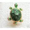Image 1 : Malachite Enamel Goldtone Turtle Pin #2081964