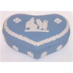 Wedgwood Blue Jasperware Heart Powder Jar #2081988
