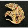 Image 1 : Swan Brooch  Goldtone Rhinestone Pin #2081989
