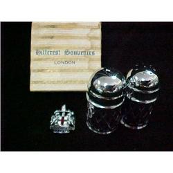 Pair English Silver Salt & Pepper with Crest! #2082094