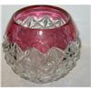 Old Vintage Cranberry Glass Candle holder bowl #2082527