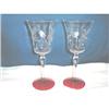 Image 1 : 2 TIFFIN COLUMBINE CRYSTAL & RUBY WATER GOBLETS#2083562