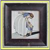 Image 1 : VINTAGE HANDPAINTED ART TILE MOTHER CHILD, OLD #2084011