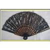 Image 1 : VINTAGE BLACK LACE FAN SEQUINS, GILT WOOD #2084012